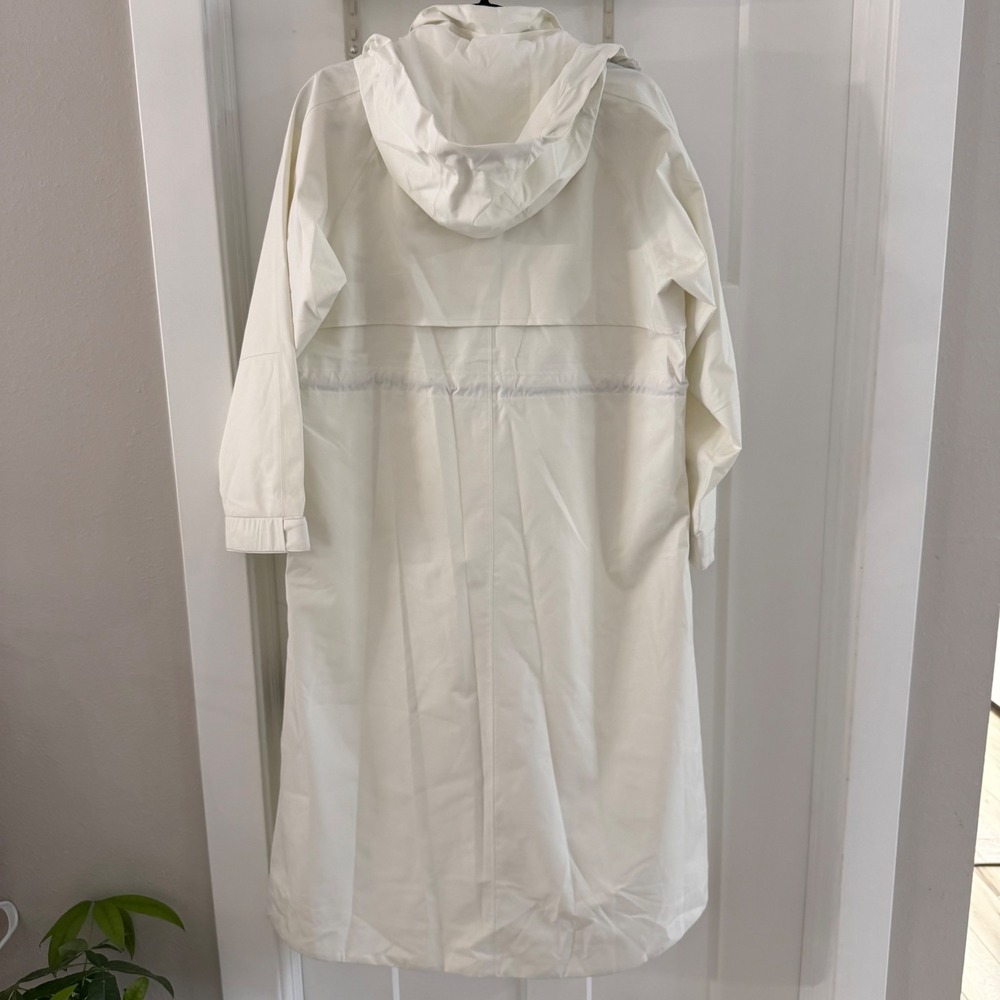 Quince Weather Proof Rain Trench Coat Frost White XS Long Hooded Jacket New* - Picture 2 of 8